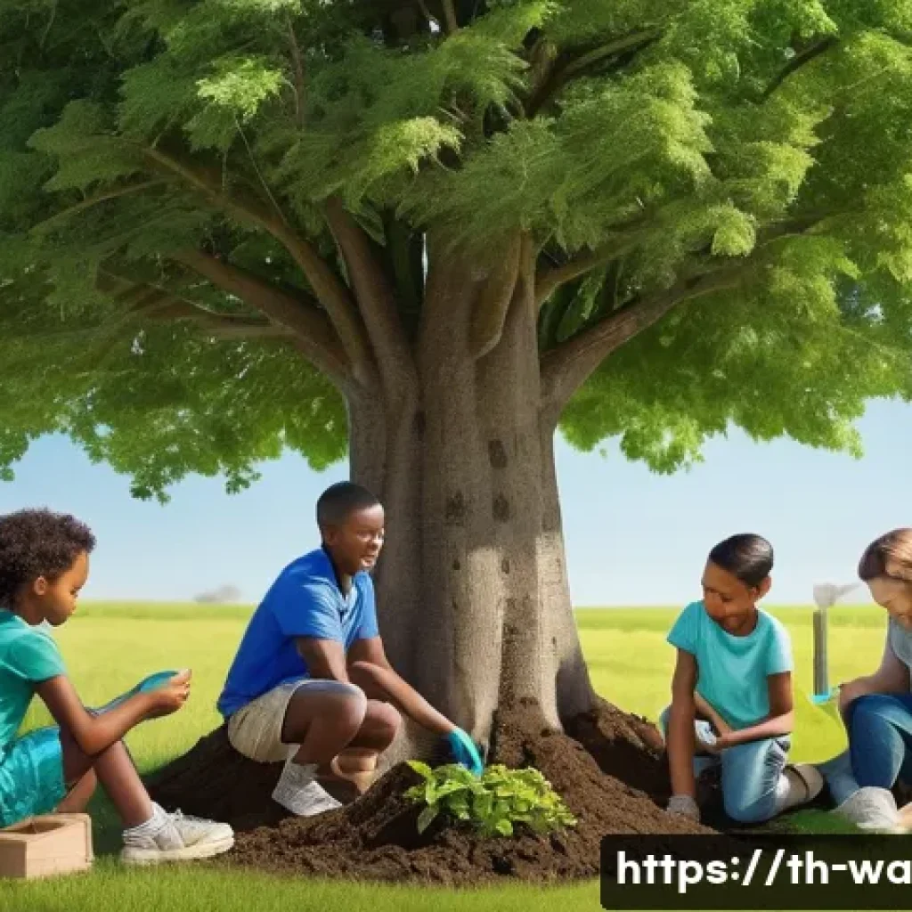 탄소 격리 식재 프로젝트를 위한 자금 조달 방법 - **Prompt:** A vibrant, sunny outdoor scene depicting a diverse group of people, including families w...
