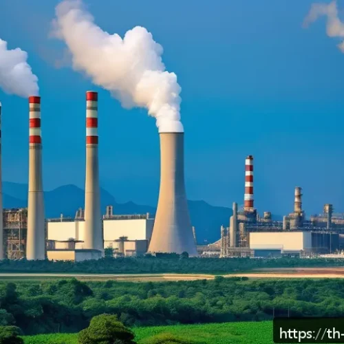 Home 30 탄소 격리 프로젝트의 사업 모델 분석 - A detailed industrial landscape showing a modern Thai coal-fired power plant equipped with advanced ...