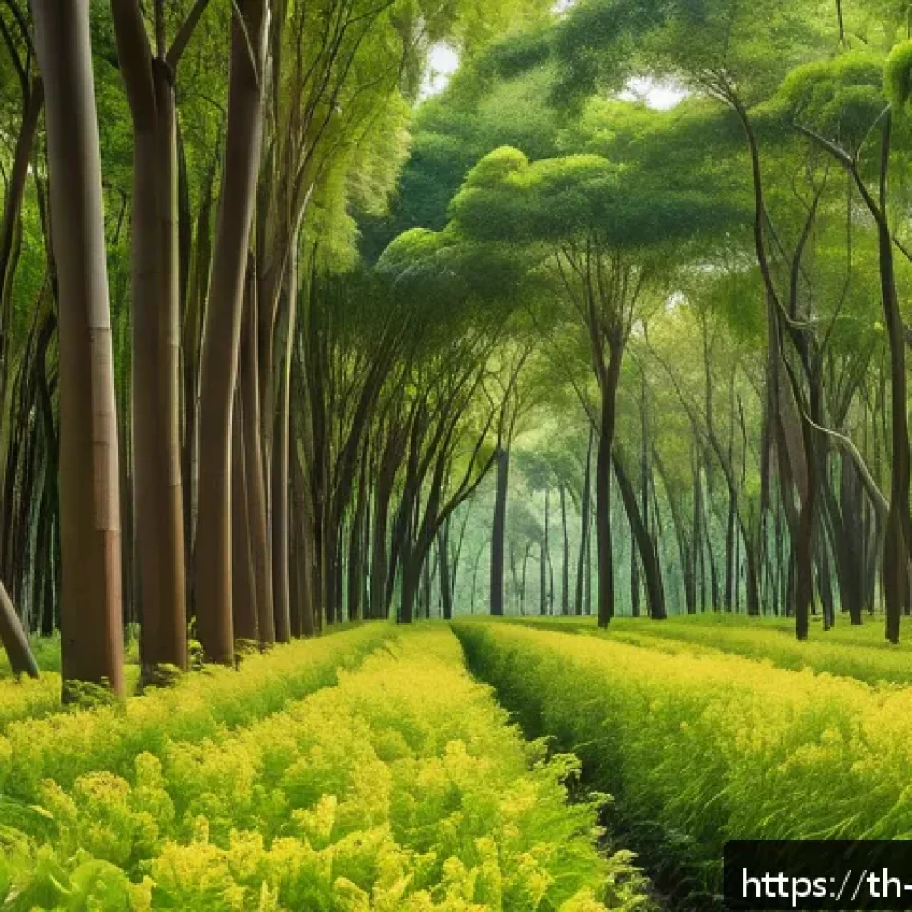 탄소 격리 식재를 위한 생태계 복원 전략 - A lush tropical forest scene in Thailand featuring native teak trees (Tectona grandis) with tall, st...