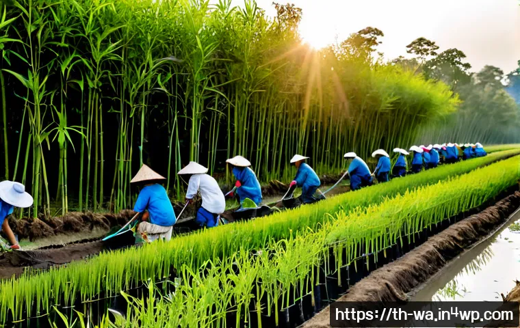 Home 29 탄소 격리 식재 프로젝트의 성공요인 - Photorealistic wide-angle scene of a successful carbon sequestration planting project in rural Thail...